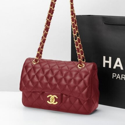 Chanel 1112 羊纹 Shoulder Bag – Burgundy, 26 cm