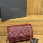 Chanel 33814 Wallet on Chain – Burgundy, 19 cm