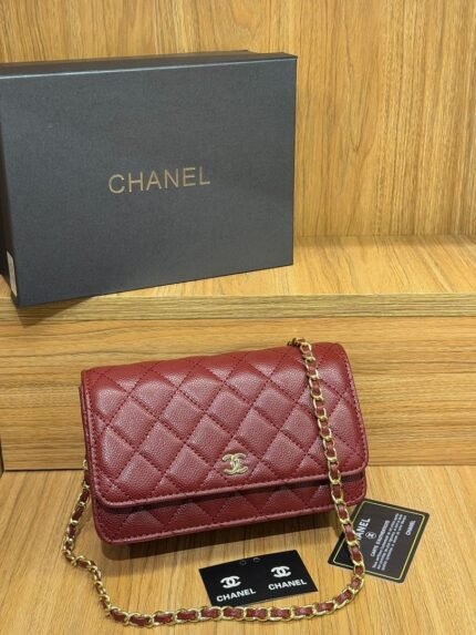 Chanel 33814 Wallet on Chain – Burgundy, 19 cm
