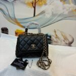 Chanel 33828 Top Handle Bag – Black, 20 cm