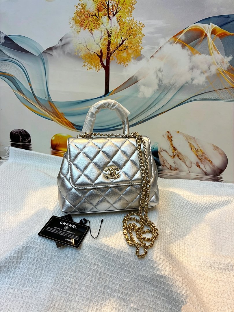 chanel-33828-top-handle-bag-silver-20-cm-1.jpg Chanel 33828 Top Handle Bag – Silver, 20 cm - Image 1