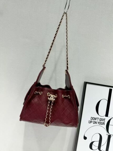 Chanel 3713 Shoulder Bag – Burgundy, 22 cm