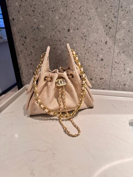 Chanel 5076 Top Handle Bag – Beige, 20 cm