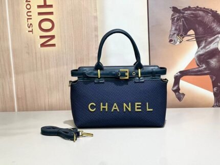 Chanel 66535 Top Handle Bag – Navy Blue, 28 cm