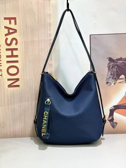 Chanel 66536 Hobo Bag – Navy Blue, 28 cm