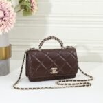 Chanel 6828 Top Handle Bag – Dark Brown, 19 cm