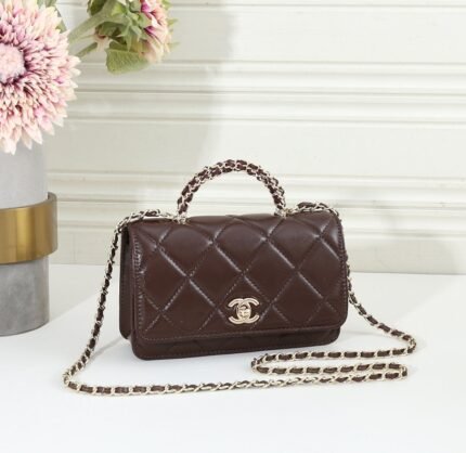 Chanel 6828 Top Handle Bag – Dark Brown, 19 cm