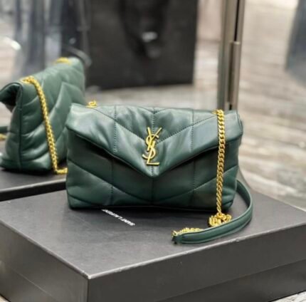 YSL Loulou Puffer shoulder bag Dark Green 25cm