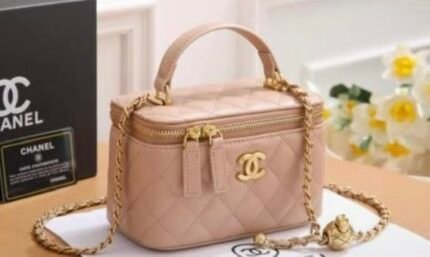 Chanel Small Vanity Case Chain Beige
