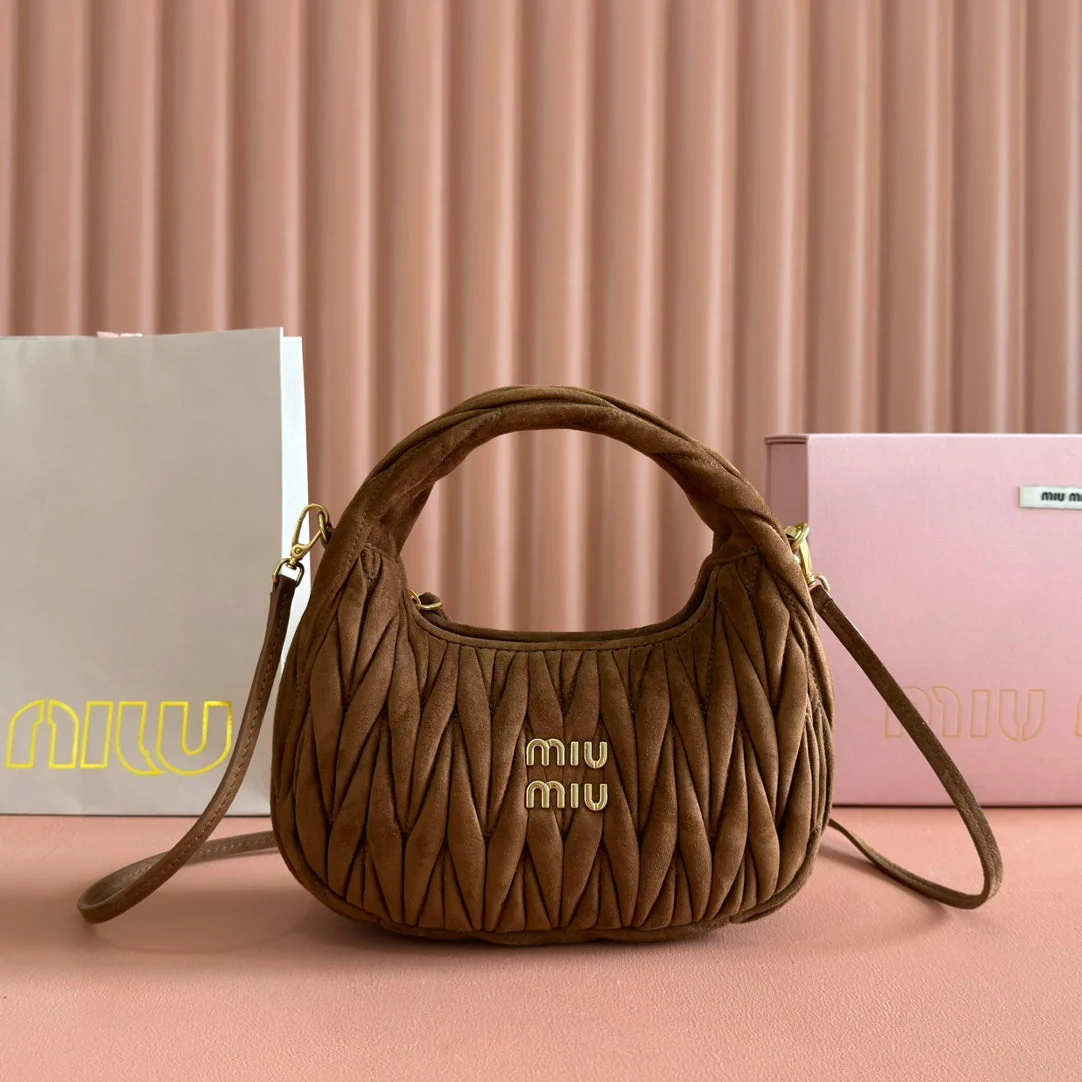 MIU MIU SUEDE HANDBAG 23 DARK BROWN MIU MIU SUEDE HANDBAG 23 DARK BROWN