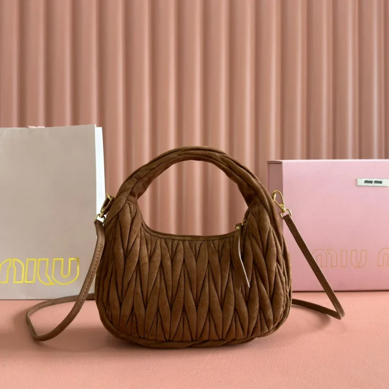 MIU MIU SUEDE HANDBAG 23 DARK BROWN